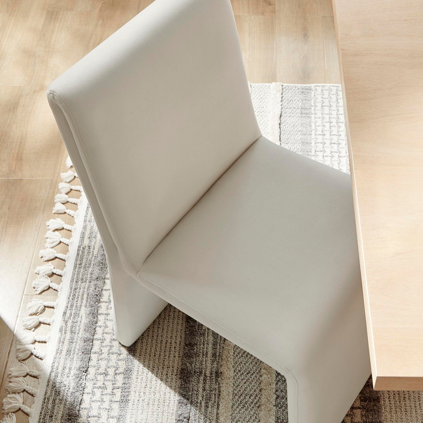 Modway Emory Upholstered Dining Side Chair in Alabaster - Single Armless Slipper Chair - Padded Performance Velvet Accent for Dining Room, Kitchen