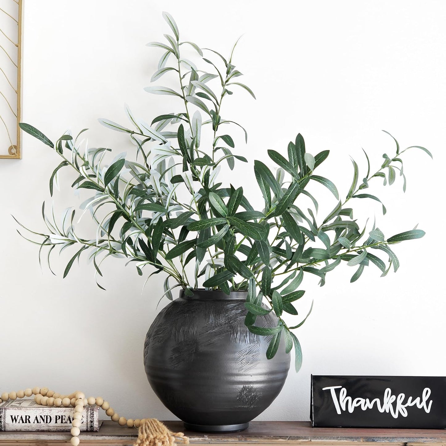 FiveSeasonStuff Lifelike Olive Branches - Premium 30-inch Faux Greenery with Realistic Leaves for Home and Events