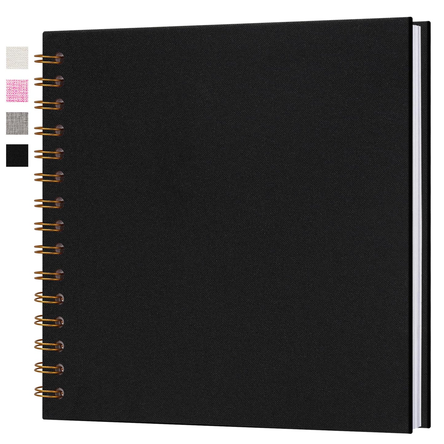 Hiwhy 8x8 Inch Scrapbook DIY Photo Album Linen Cover Hardcover White Pages 20 Sheets Small Scrap Memory Book Black