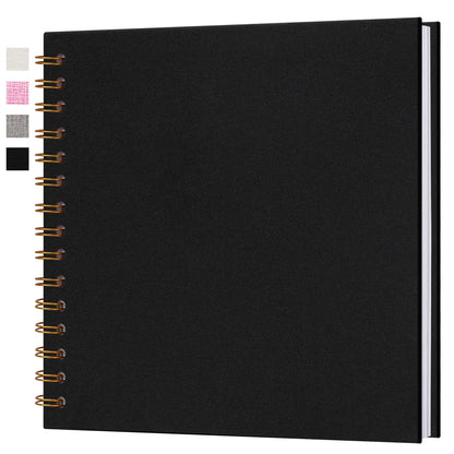 Hiwhy 8x8 Inch Scrapbook DIY Photo Album Linen Cover Hardcover White Pages 20 Sheets Small Scrap Memory Book Black