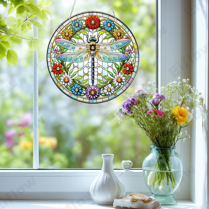 Eiflow Acrylic Diamond Art Hanging Kit for Adults, DIY Diamonds Painting Door Hanging Board Kit, Special Crystal Diamond Art Painting Pendant Ornament (Dragonfly)