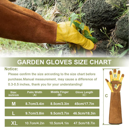Women's Gardening Weeding Gloves - Leather Thorn Proof Garden Glove for Digging, Planting, and Pruning