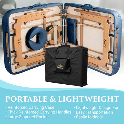 NRG Vedalux Portable Massage Table Package Agate - Folding Massage Bed Lightweight Massage Table - Professional Massage Table Spa Bed, Face Cradle, Hanging Armrest, & Carrying Case