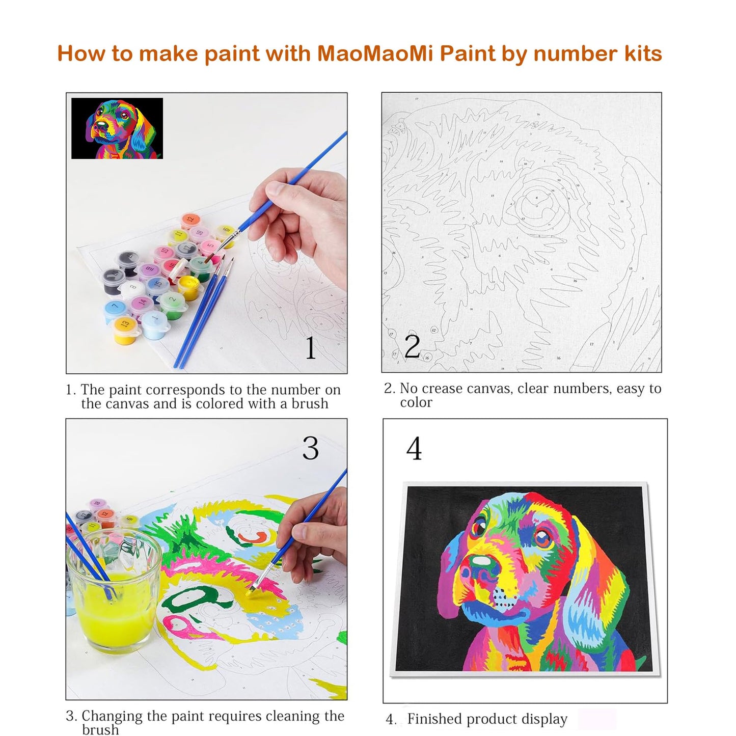 Maomaomi Paint by Numbers DIY Acrylic Painting Kit for Kids & Adults Beginner – 16" Wx20 L Mimi Cat Pattern