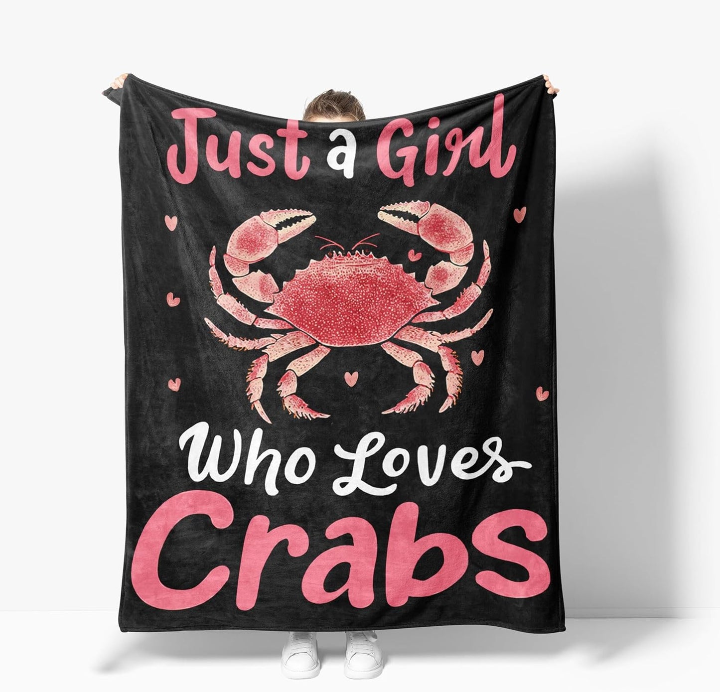 Cozy 40"X50" Crabs Blanket Just A Girl Who Love Crabs Fleece Throw Blanket Super Soft Warm Fuzzy Plush Crab Blanket
