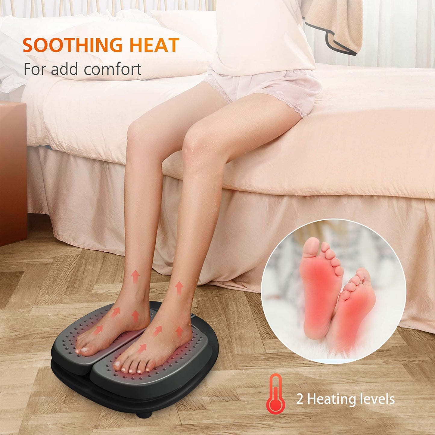 Snailax Foot Massager Machine with Heat,Remote Control, FSA HSA Eligible, Adjustable Vibration Feet Massager Machine Increased Blood Circulation,Plantar Fasciitis, Stress (Black)