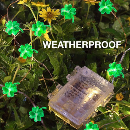 13 40 8 Yiaht St. Patrick's Day Lights Shamrock String Lights Battery Operated Feet LEDs Mode with Remote Lucky Clover