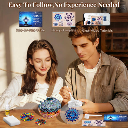 DIY Turkish Mosaic Lamp Kit, Stained Glass Candle Warmer Table Lamp Making Kit- Easy and Fun, No Experience Needed, Mosaic Art & Craft Project Kits for Adults & Teens, Make Your Own Lamp, Multicolor