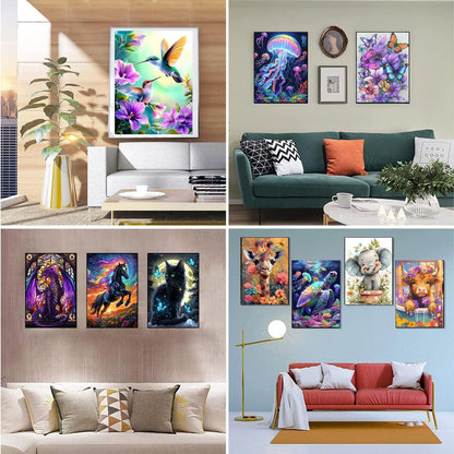 CraftCraze 12 Pack Animals Diamond Art Painting Kits for Adults - 5D Diamond Dots for Adults Beginner,DIY Round Full Drill Gem Art Painting by Numbers kit for Wall Decor Gifts 12x16 inch