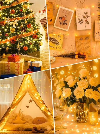 4 Pack 16FT 50LED 8 Dimmable, btfarm Fairy Lights Battery Operated with Timer, Twinkle String Lights Battery Powered