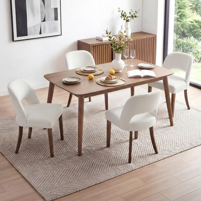 KISLOT Upholstered Dining Chairs Set of 4, Modern Armless Kitchen Chairs with Solid Wood Legs, Boucle Fabric, Sturdy Spring Structure, Comfortable Padded Dining Room Chairs, Cream