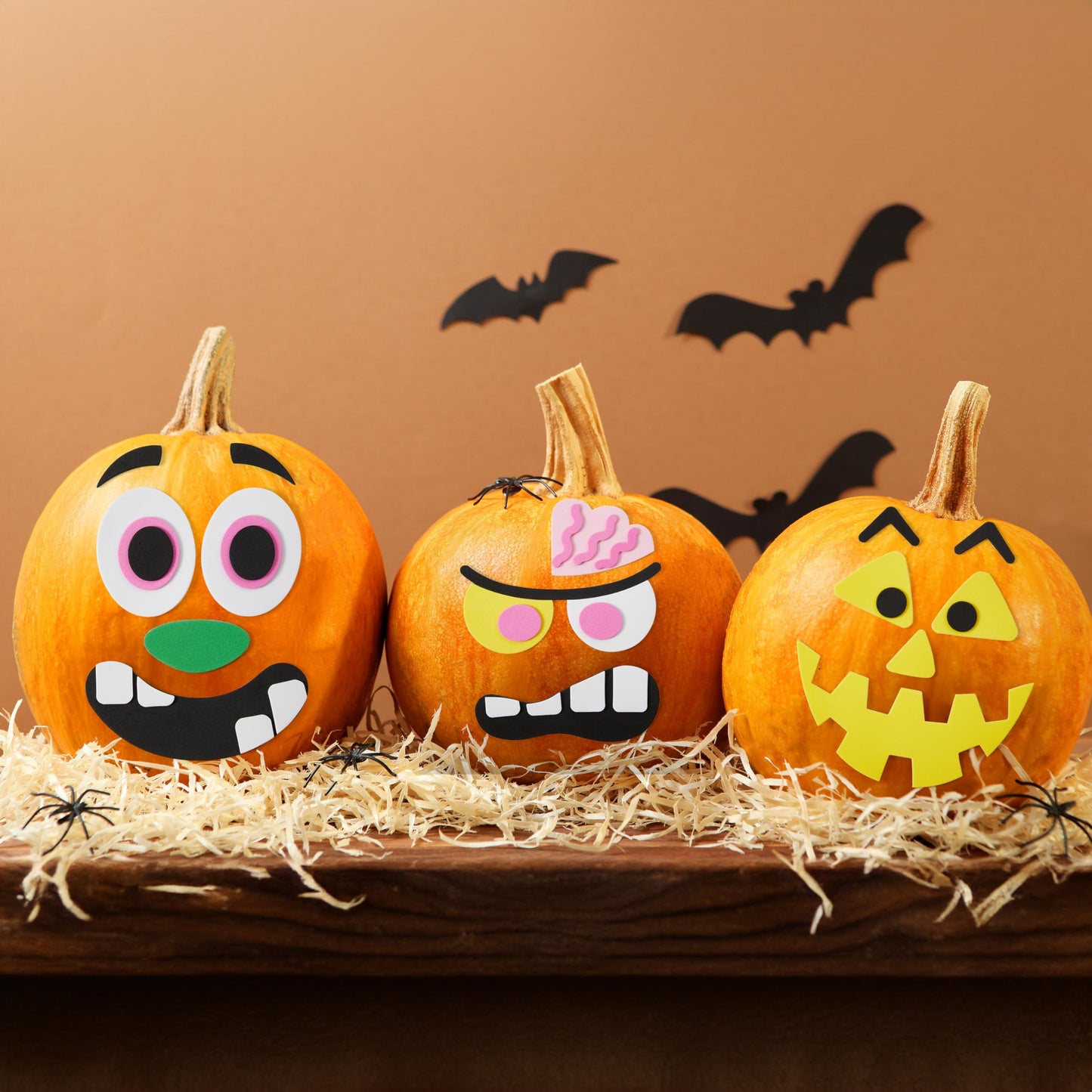 JOYIN 16 Packs Halloween Pumpkin Decorating Stickers Foam Craft Kit, Halloween Party Favors for Kids, Party Supplies Arts Activities, Jack O Lantern Face Sticker School Games Gifts