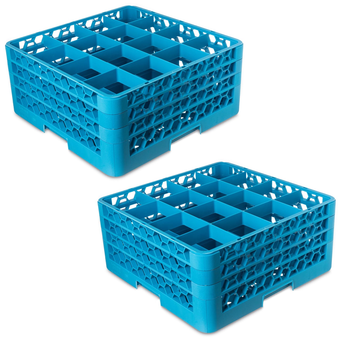 Carlisle FoodService Products Opticlean Glass Rack 16 Compartments with 3 Extenders for Kitchens and Restaurants, Plastic, 19.875 x 19.875 x 8.5 Inches, Carlisle Blue, (Pack of 2)
