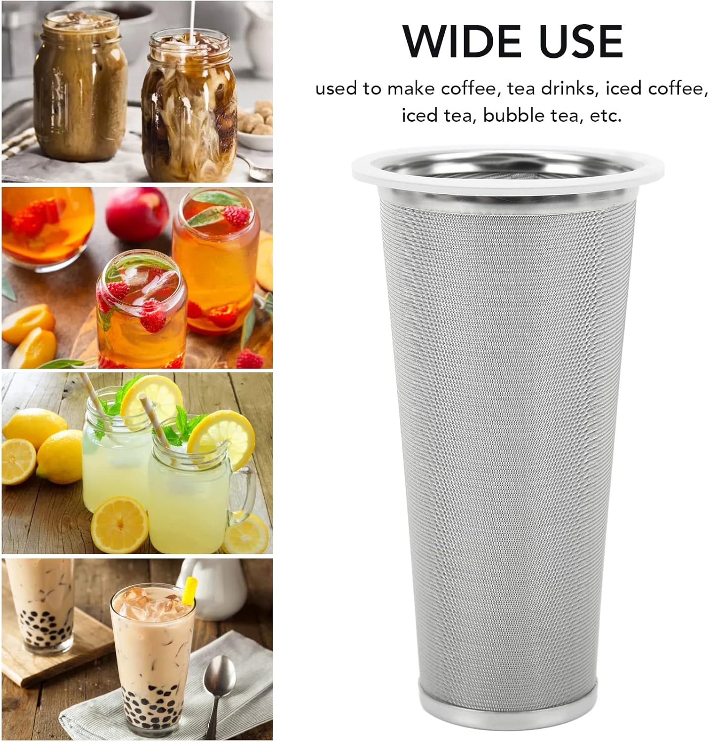 Fdit Cold Brew Coffee Filter, Stainless Steel Coffee Infuser, Fine Mesh Iced Coffee Maker (8 * 15cm)