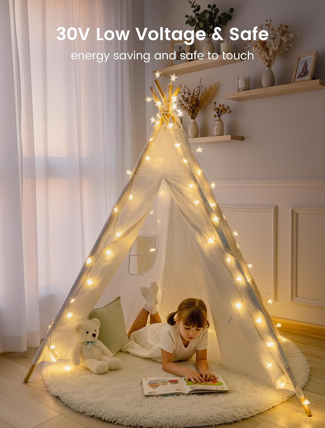 syosupviry in,39ft 100LED Star String Lights Plug Fairy Lights with Remote, Hanging Star Decorations Lights Waterproof