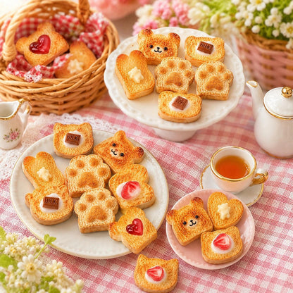 LOGOFUN 24pcs Dollhouse Miniature Food Simulation Caramel Toast Bread Resin Accessories Mini Scene Decoration
