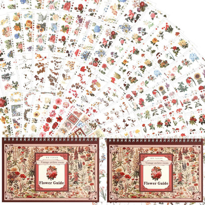 Zakrafo 100 Sheets Botanical Stickers, Vintage Nature Washi Stickers for Scrapbooking, Journal, Planner, Crafting