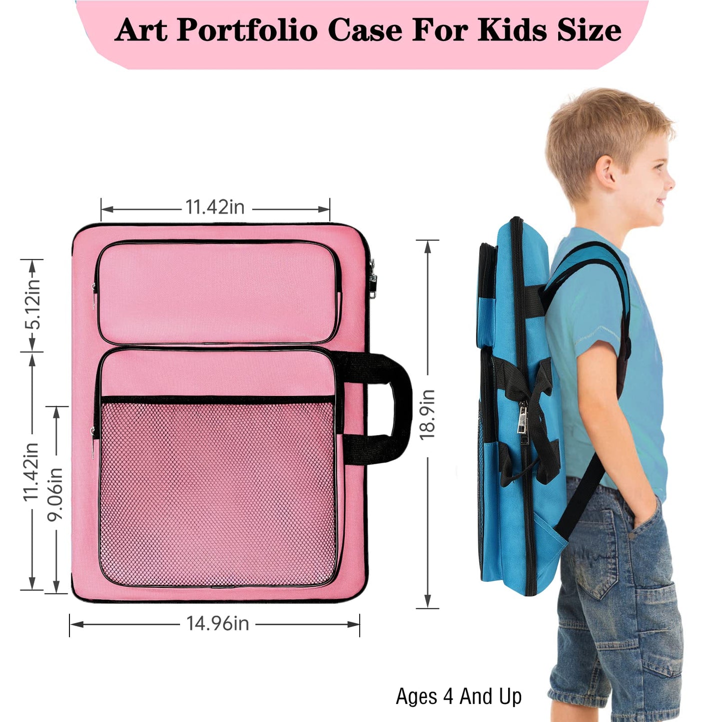 TreochtFUN Art Portfolio Kids Drawing Supply Bag 15 x 18 in for Children Lesson - Artwork Case Storage Sketchbook,Drawing Pencil,Artist Set