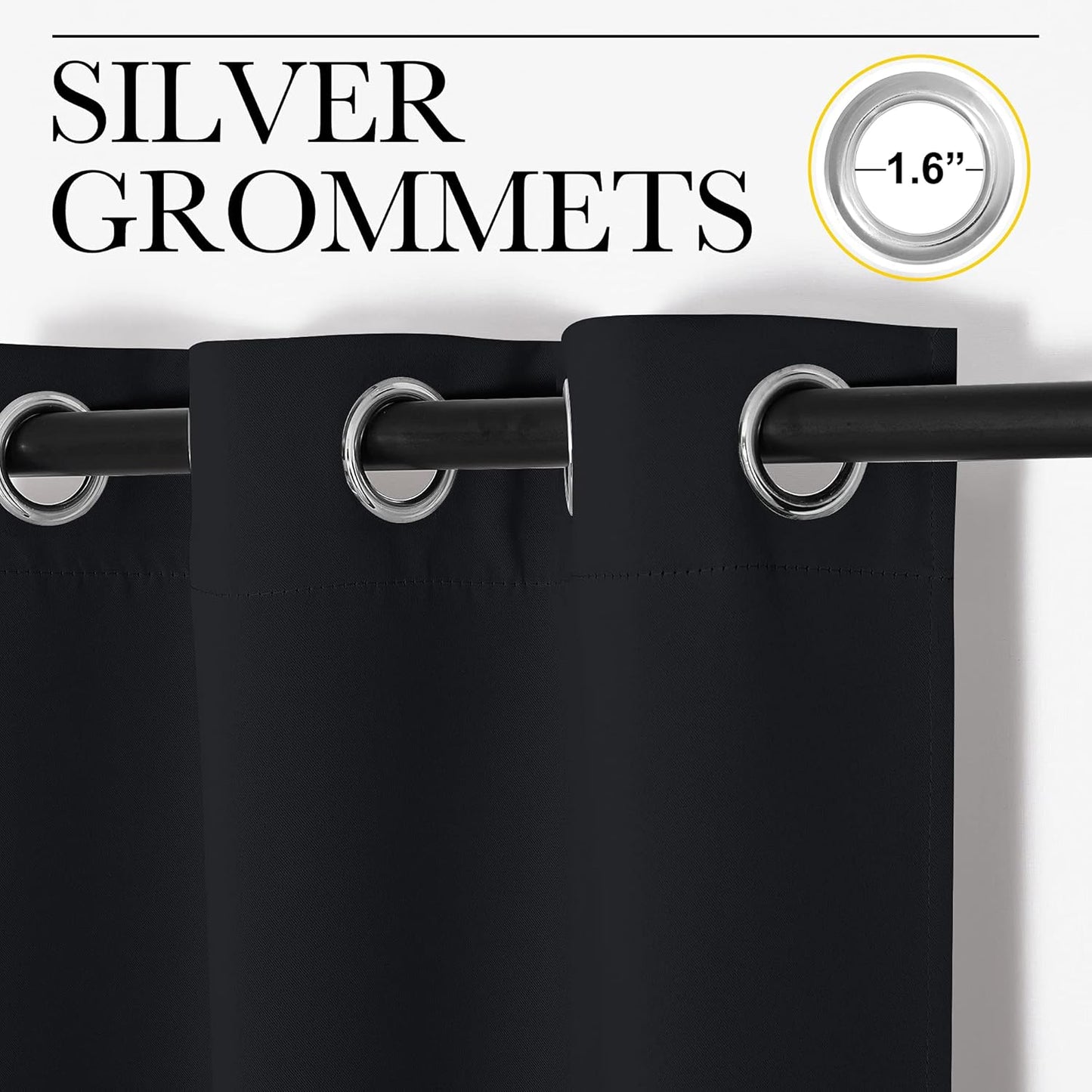 NICETOWN Blackout Curtains - Thermal Insulated Drapery Panels for Living Room | 2 Panels, 29" x 45", Black
