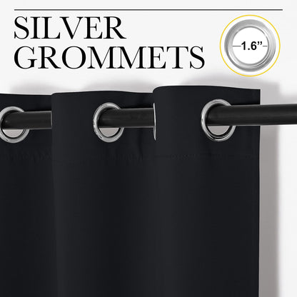 NICETOWN Blackout Curtains - Thermal Insulated Drapery Panels for Living Room | 2 Panels, 29" x 45", Black