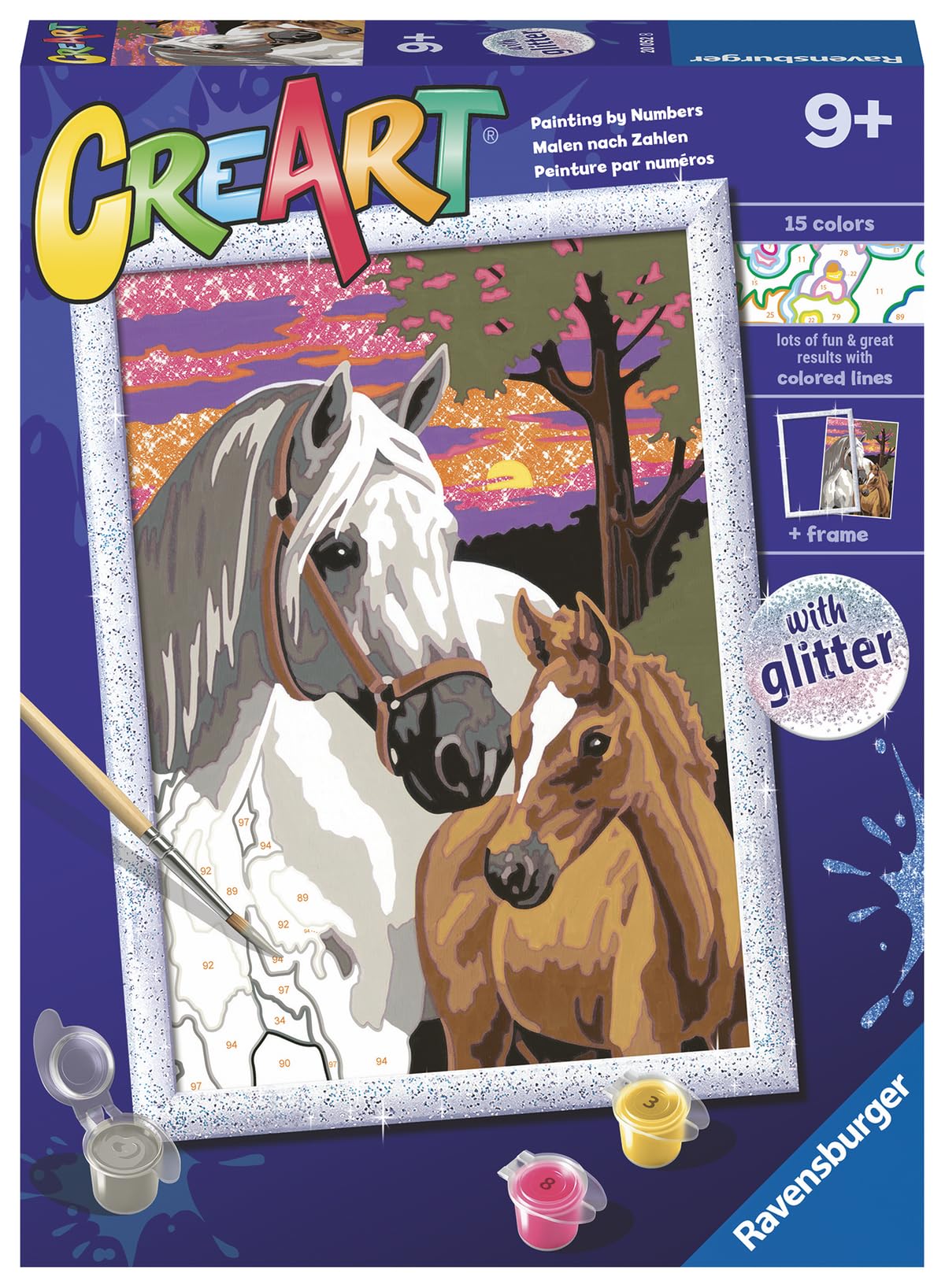Ravensburger Sunset Horses Paint by Numbers Kit for Kids - 20052 - Painting Arts and Crafts for Ages 9 and Up