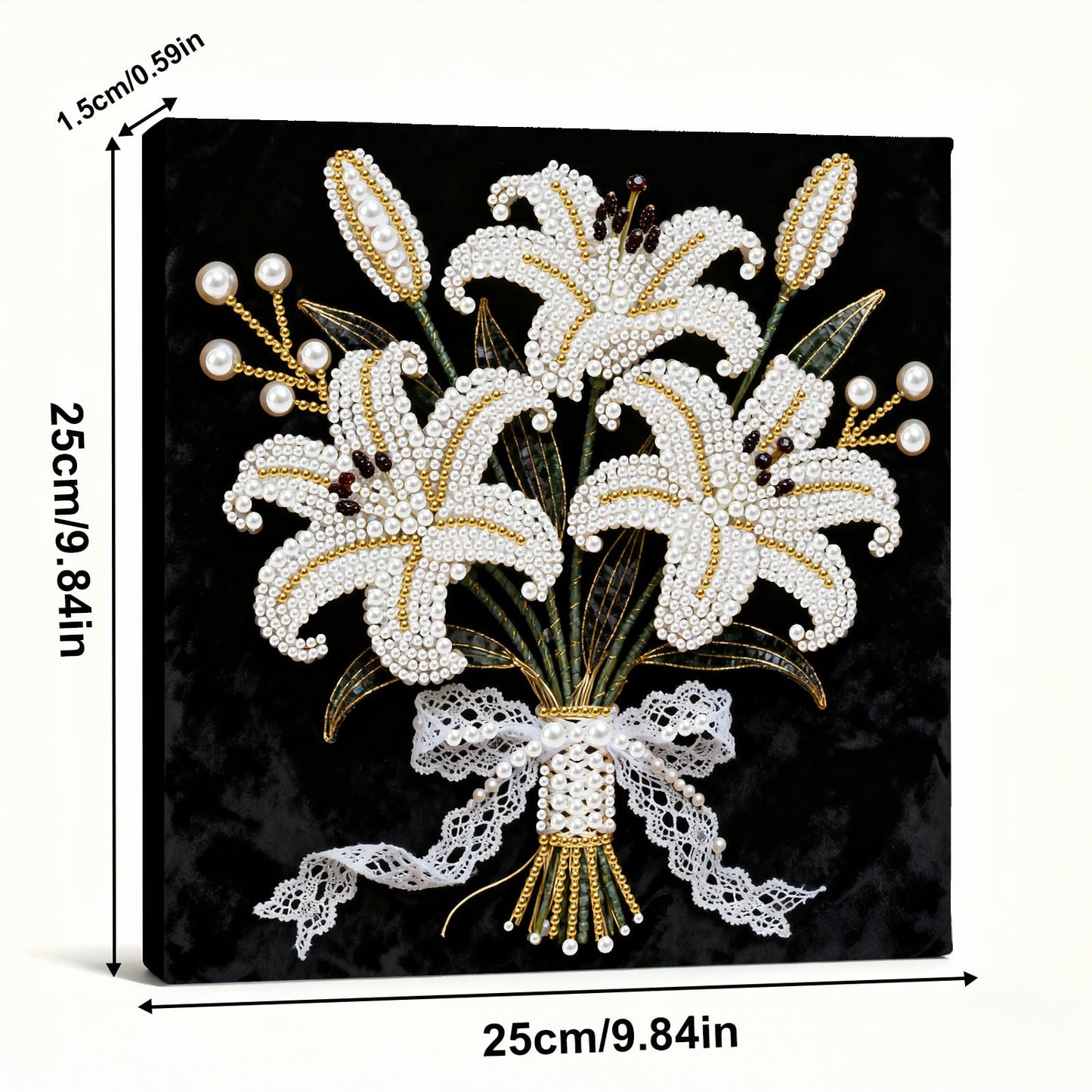 ARTopet DIY Pearl Painting Kit with Frame Gemstone Pearl Diamond Dots Beads Canvas Art Craft for Adults Beginners Display for Tabletop and Wall Mounting Home Decor-Lily