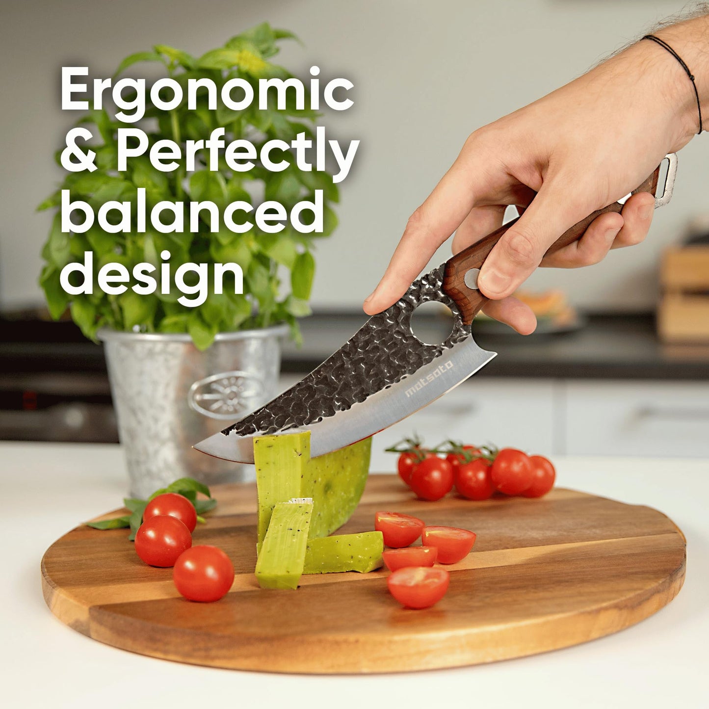 Matsato Chef Knife - Kitchen Knife for Cooking, Chopping. Japanese Steel Knife for Home, BBQ, Balance & Control, 6.3 Inch
