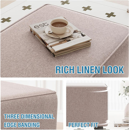 33"-34" 1 H.VERSAILTEX Ottoman Covers Slipcover Rectangle Fit Length Footrest Thick Durable Linen Look Piece Folding