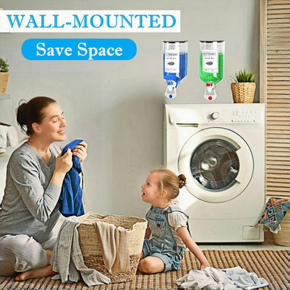 BLIRITEL 2 44 oz PCS Laundry Detergent Dispenser, Wall Mounted Laundry Soap Dispenser with Faucet Liquid Detergent
