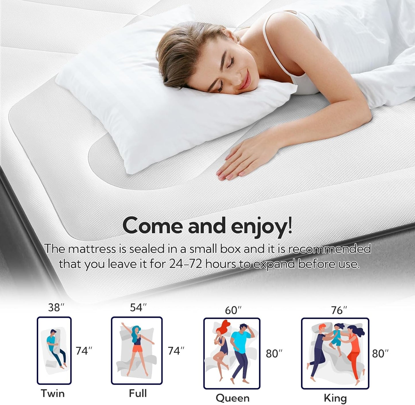 Maxzzz Twin Mattress Pad, Cooling Memory Foam Twin Mattress Topper, Pillow Top Protector for 8-23'' Mattress, White