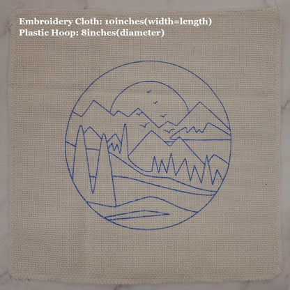 Esffaci Punch Needle Kit for Adults Beginner Starter Punch Embroidery Kit with Red Sunrise Snow Mountain Tree Scenery Pattern DIY Punch Stitch Supplies with Stamped Fabric Yarn Hoop Tool Instruction