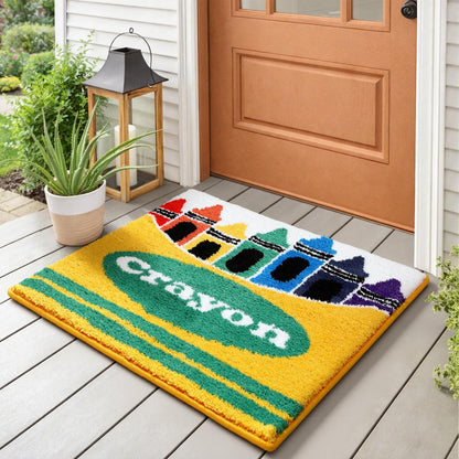 Tinideya Crayons Bathroom Rug Non Slip Rug for Classroom Graduation Appreciate Teacher Gift Back to School Home Supply