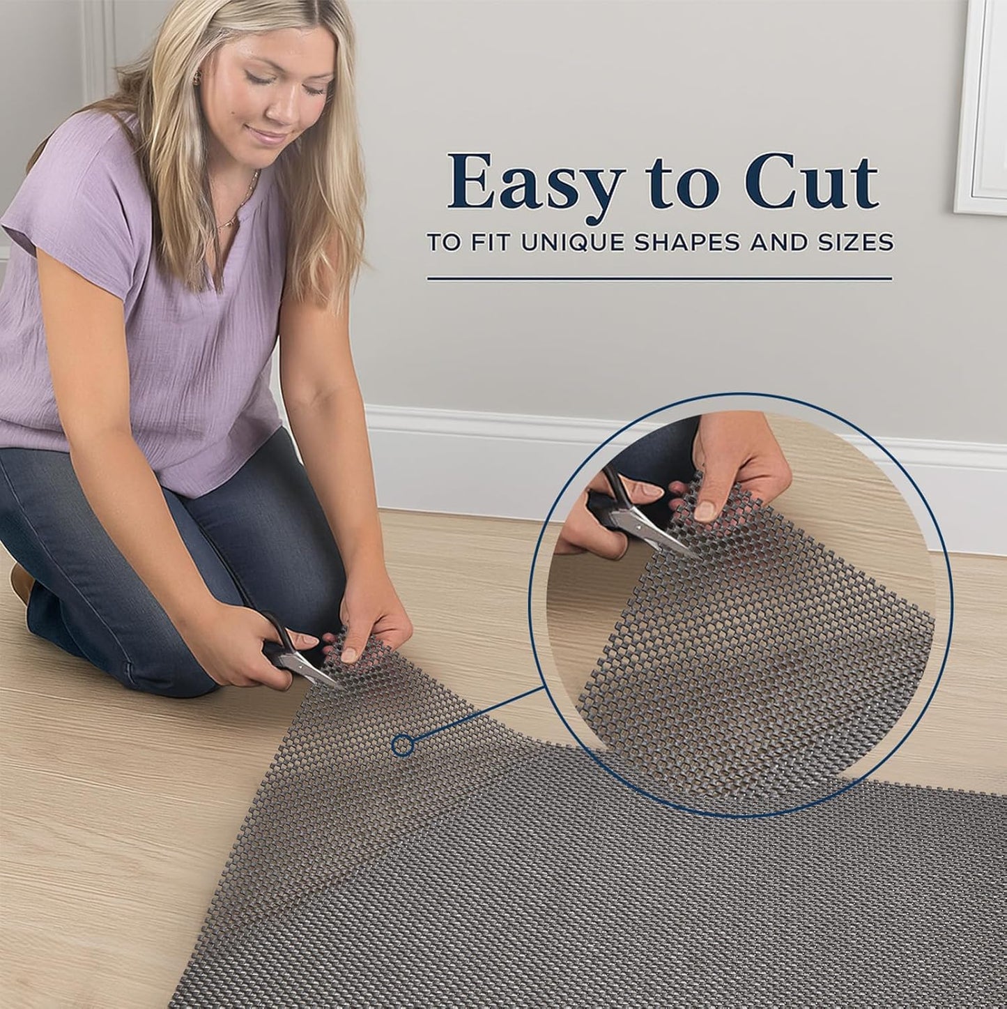Veken Rug Pad Gripper - Non-Slip Thick Dark Grey Mat for Hardwood & Tile Floors | 7x10 Ft Anti-Skid Solution