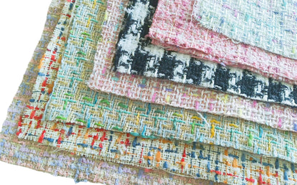 7pcs 12X12 Inches Metallic Thread Tweed Fabric Craft Bundle Squares Patchwork DIY Handmade Material Set Bundle Home Crafts Sewing Scrapbooking Quilting