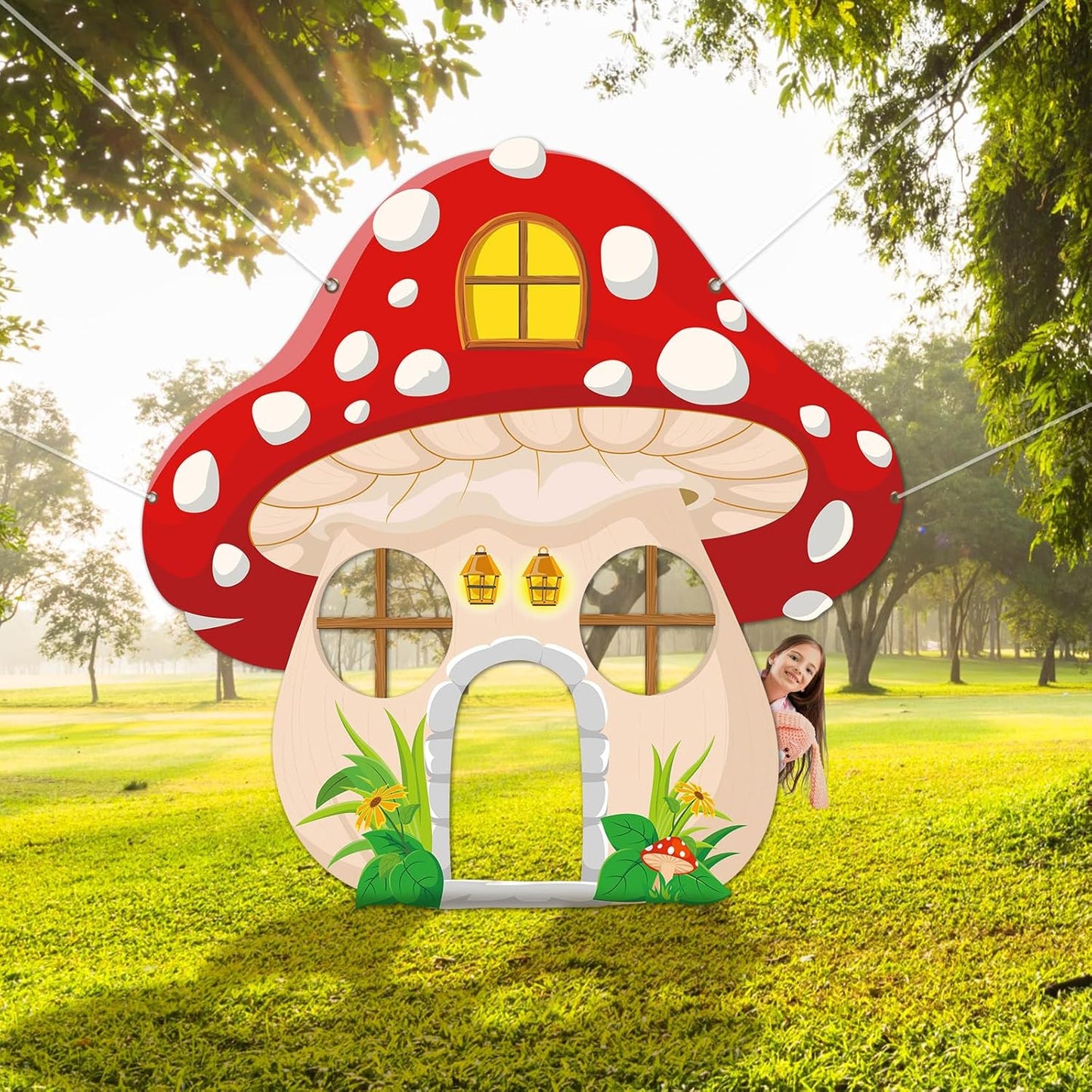 2026 59x59 Inch Mushroom Shaped Photo Prop Selfie Frame Party Decor Large Fabric True North VBS Photo Booth Props