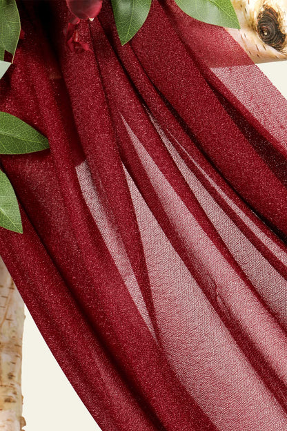Ponatia Burgundy Wedding Artificial Arch Flowers Kit (Pack of 3) With 26Ft Shiny Arch Draping Fabric for Ceremony and Reception Backdrop Decoration (Burgundy & Blush)