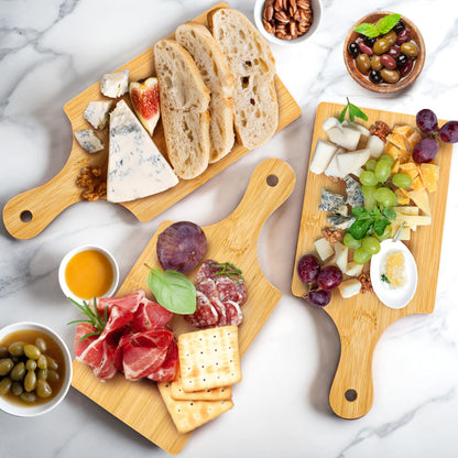YIMITEE 12 Pack Bamboo Cutting Board with Handle, 11" x 5" Individual Charcuterie Boards, Blank Laser Engraving Board, Bulk Food Platter, Mini Board for Kitchen, Home Decor, Housewarming Gift