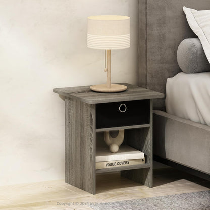 Closet, Furinno TIDUR Night Stand, Square Round Corner Nightstand with Storage Bin, Bedside Table, End Table, Side