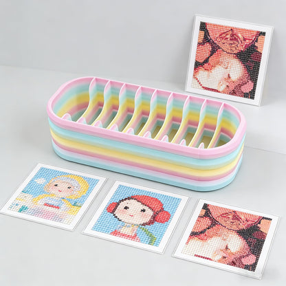 Rainbow Diamond Painting Storage Box with 10 Compartments - Portable Bead Organizer for Diamond Art Kits, Rhinestone & Craft Supplies, Diamond Painting Accessories and Tools