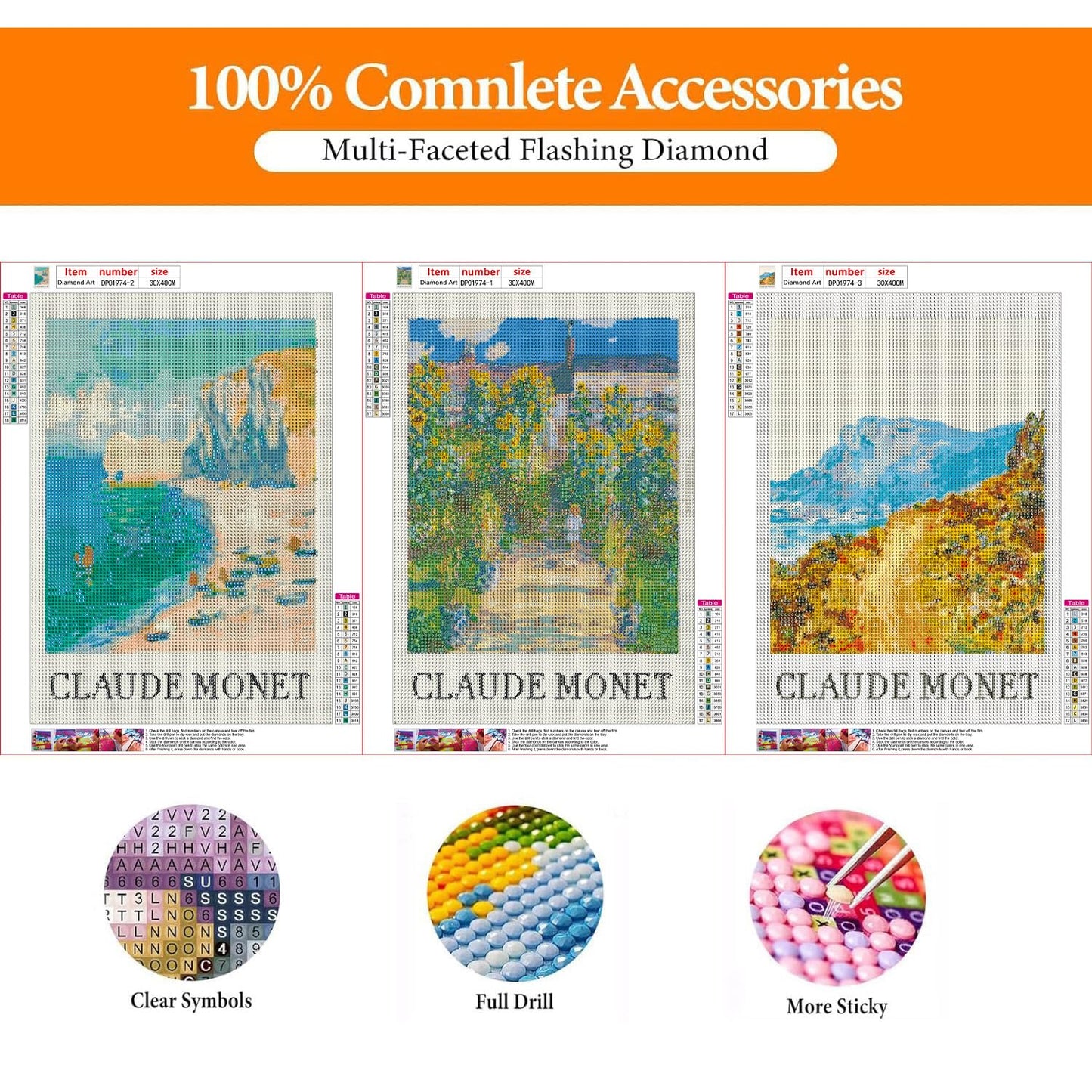 GOUOYANA Diamond Art Kits for Adults - 3 piece, Full Drill Landscape Diamond Painting Kits for Beginners, DIY Full Rhinestone 5D Diamond dots (Gemstone Craft), Home Wall Decoration (12x16 inch)