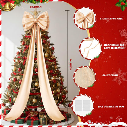 Giant Bow Decoration,78x18 Inch Gold Big Bows Giant Ribbon Tie for Backdrop Wedding Baby Shower Bridal Engagement Birthday Christmas Party Decor(Gold,Satin)