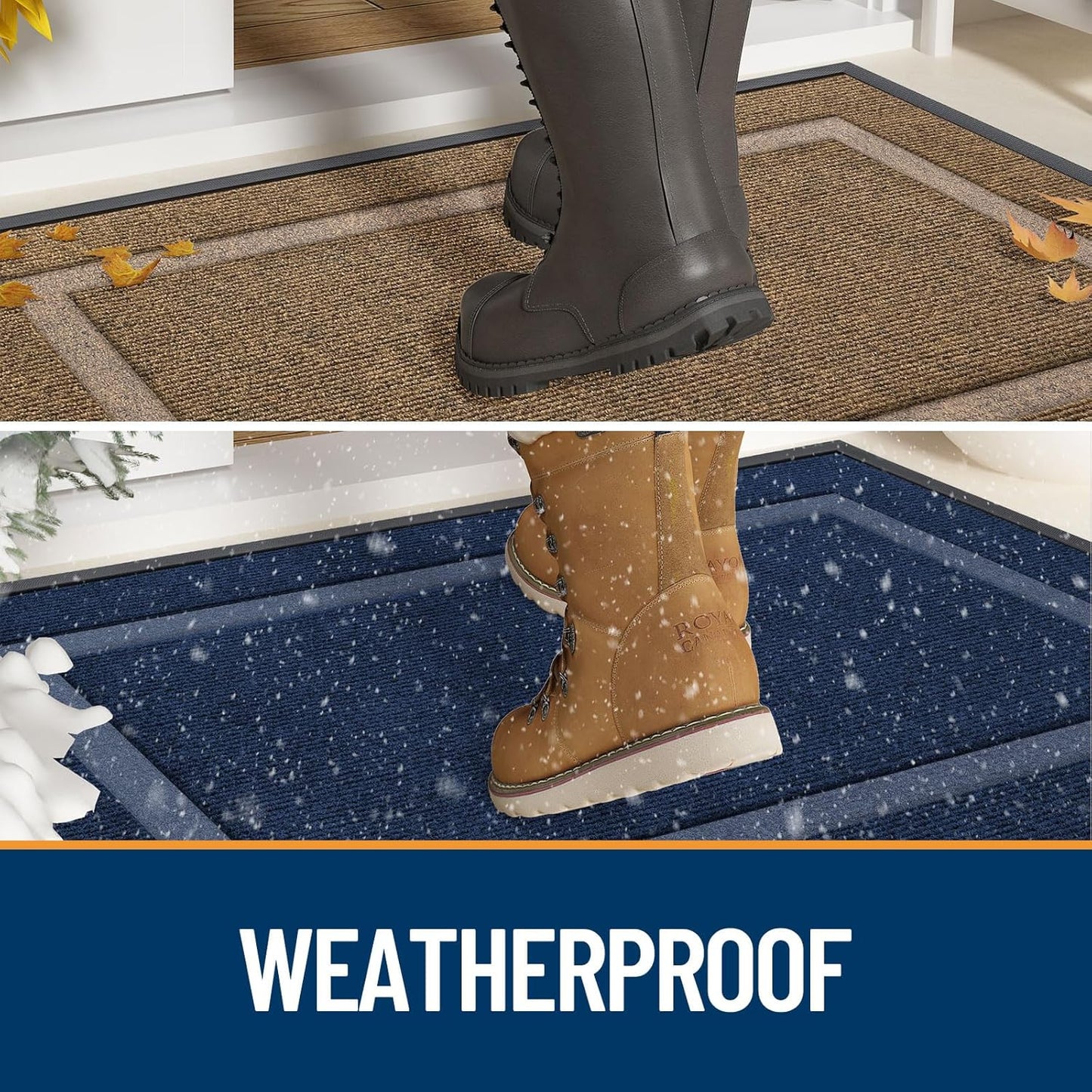 OLANLY Waterproof Front Door Mat - All-Season, Fade Resistant, Easy Clean, 47x32 Inches, Black