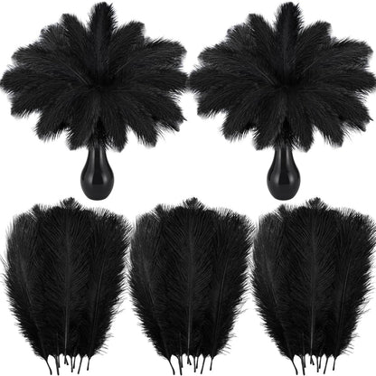 Crowye 100 Pcs Ostrich Feathers Bulk for Centerpieces Craft Ostrich Feathers for Masquerade Vase Wedding Party Home Costume Decorations (6-8 Inch,Black)