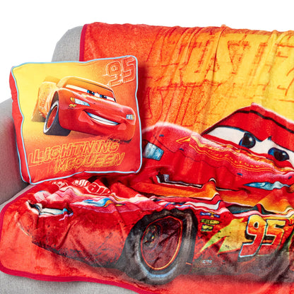 Northwest Cars Cloud Stretch Pillow and Silk Touch Throw Blanket Set, 14" Pillow, 40" x 50" Blanket, Rusteze Lightning