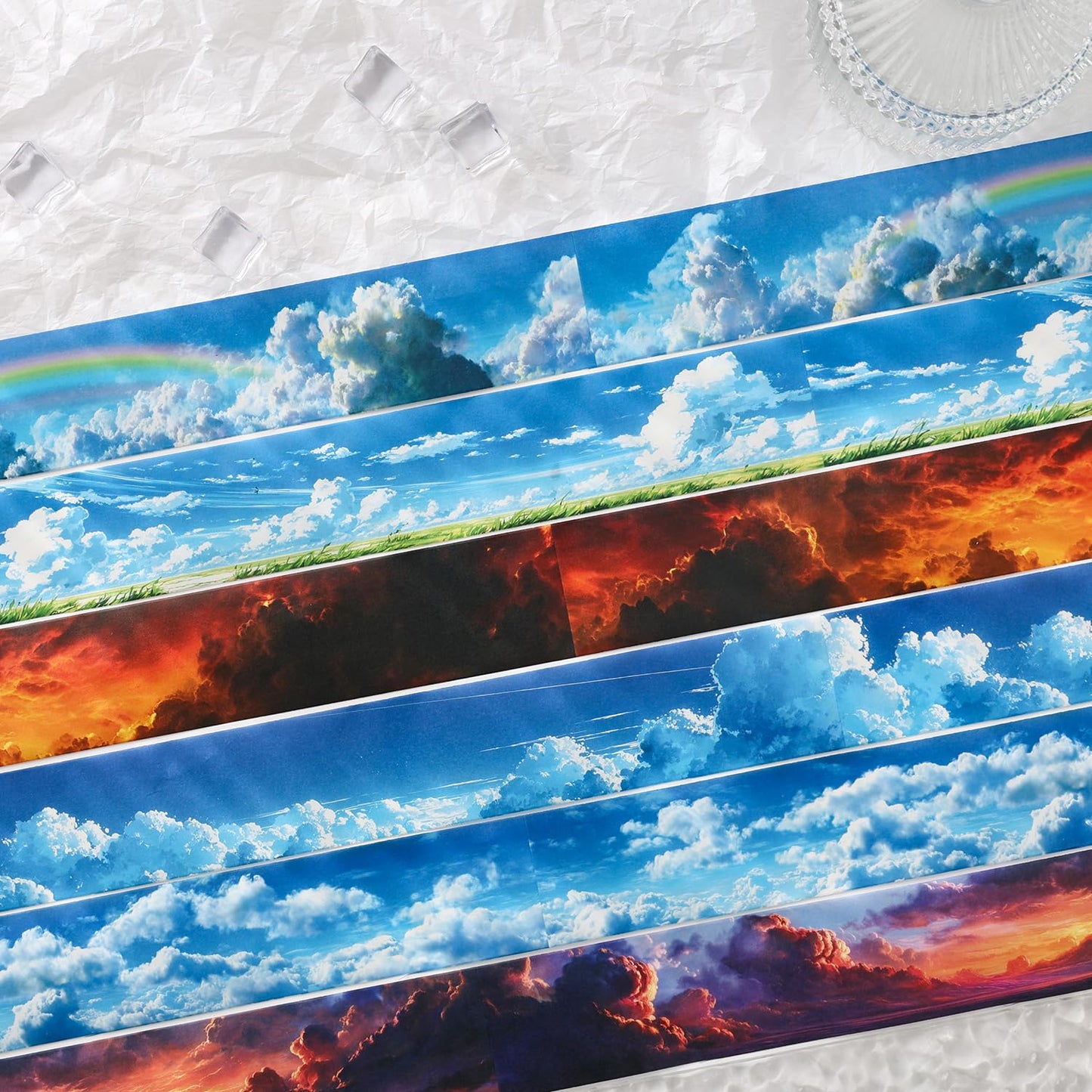 Lciyioc Washi Tape Set,3 Rolls Cloud Washi Tape Stickers for Journaling,Scrapbooking Supplies,Junk Journal,Notebook,Phone Case,Photo Frame,Calendar(Colorful Flowing Clouds)