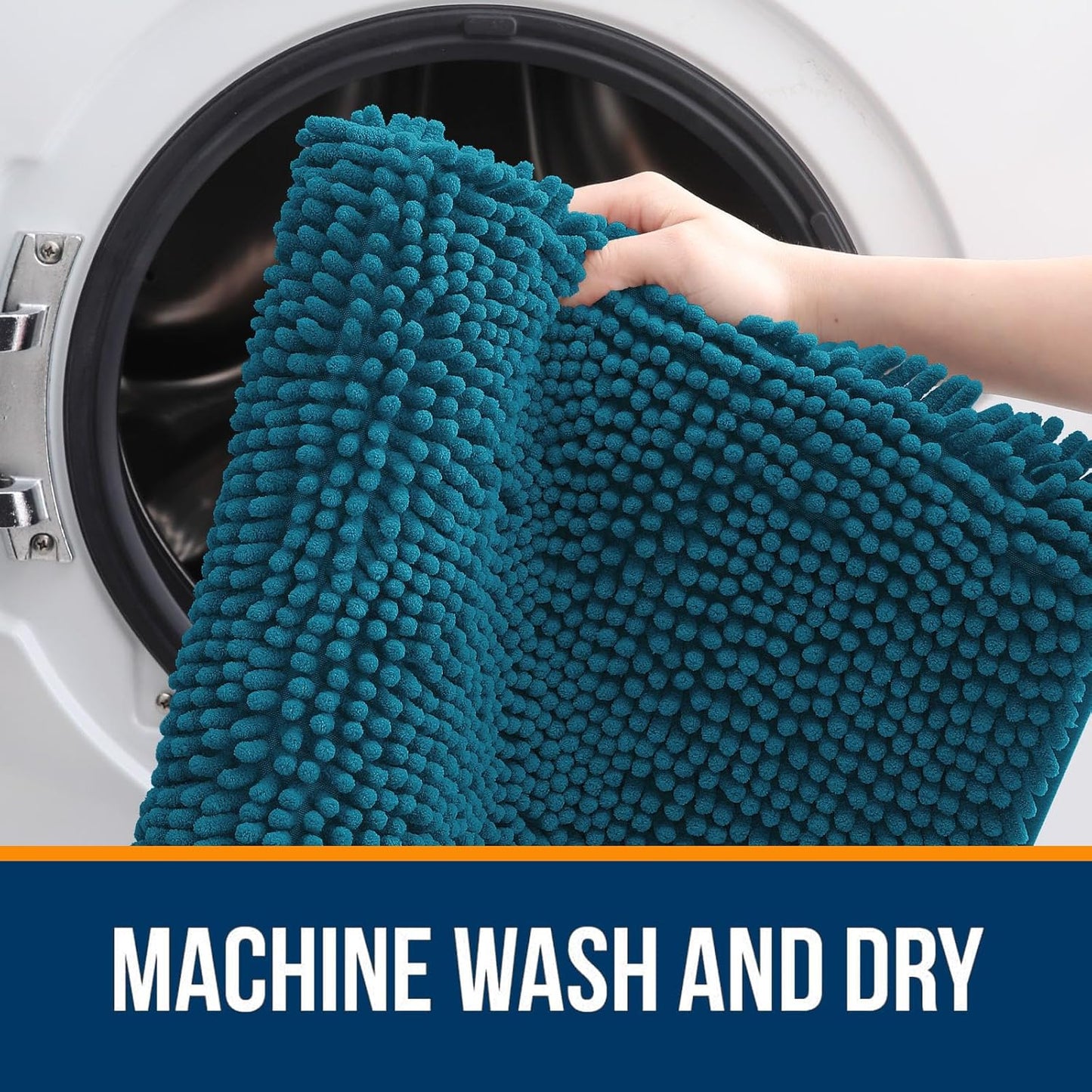 OLANLY Small Bathroom Rugs - Extra Soft Absorbent Chenille Mats | Quick Dry, Machine Washable, 24x16, Peacock Blue