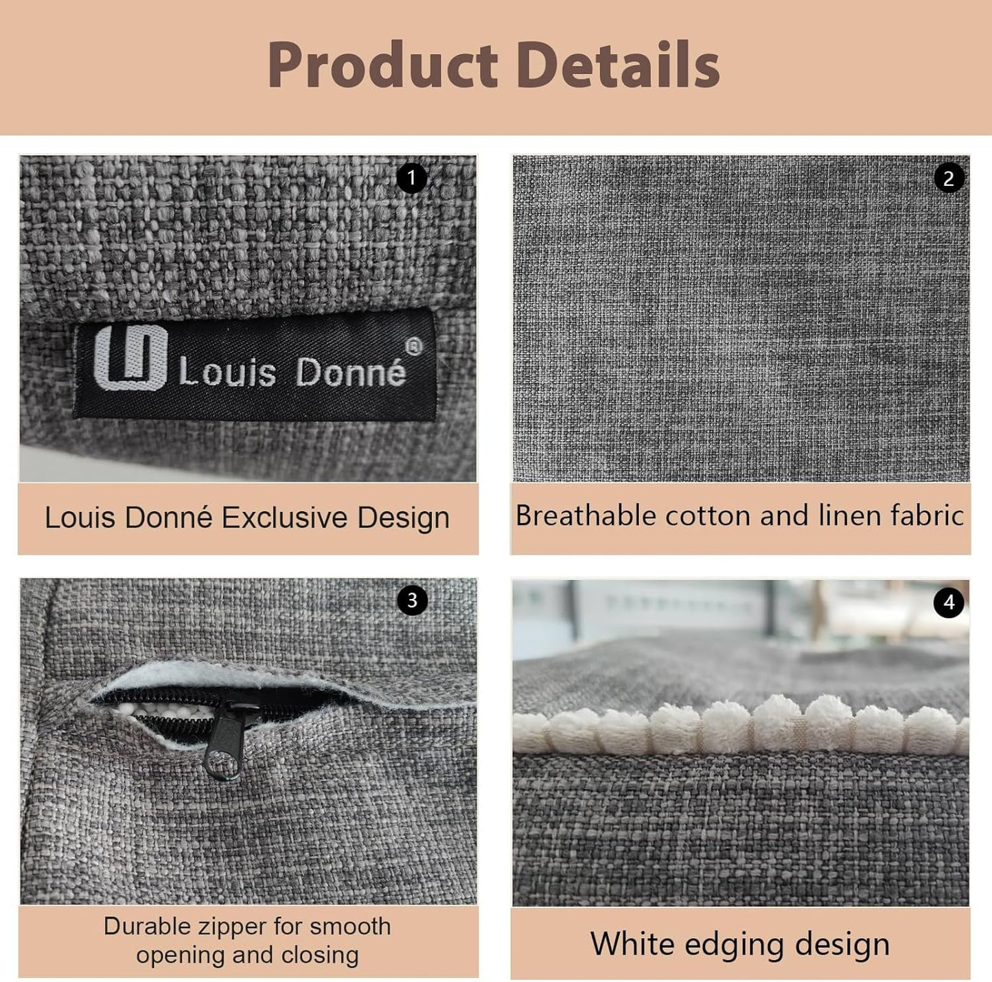 45x45 Louis Donn Unstuffed Square Pouf Ottoman Cover Footstool for Storage Washable Small Bean Bag Cotton and Linen
