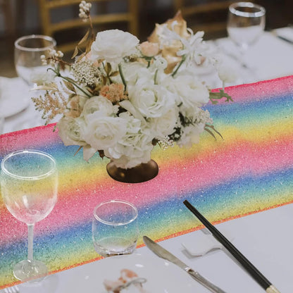 12x72-Inch 72 Inch DUOBAO Rainbow Sequin Table Runner Coffee Table Runners Dining Home Decor Christmas Runners