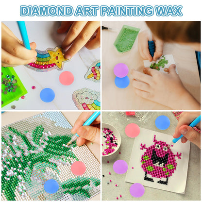 PATIKIL 15PCS Diamond Art Painting Glue Clay Wax 5D DIY Diamond Art Refills Glue with Storage Box for Embroidery Mud Supplies Accessories Painting Tool (23mm/0.9", Blue)