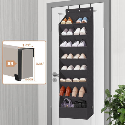 Storage Maniac Over The Door Shoe Organizer - Heavy-Duty Hanging Rack with Deep Pockets | Black, 1 Pack